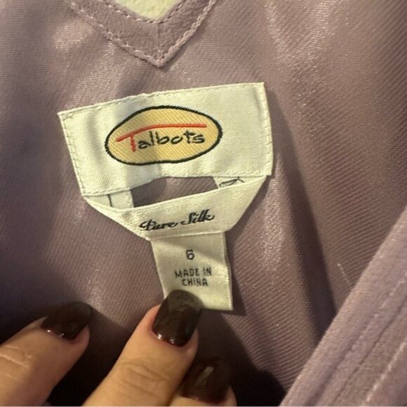 Talbots Fairycore Lilac Pure Silk Pleated Midi Dress Romantic Elegant Size 6 - Picture 8 of 10